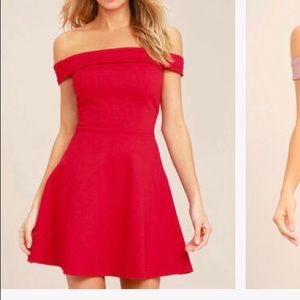 Lulu’s Red off the Shoulder dress
